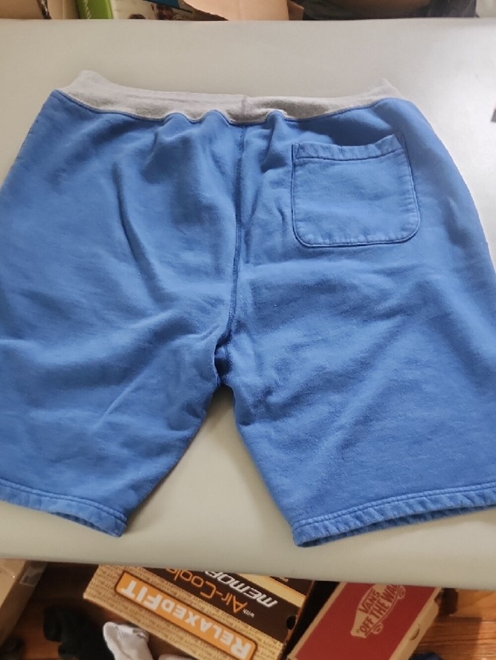 Supreme Blue Drawstring Sweatshorts with Cream Box Logo Camp Cap and Sticker - Picture 3 of 7